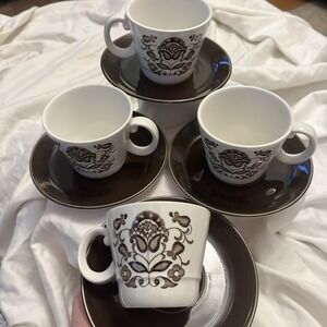 Lot Of 4 Wood & Sons WELLESLEY Flat Tea Cup & Saucer Sets Made In England